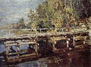 Konstantin Korovin Bridge in the autumn scenery oil painting artist